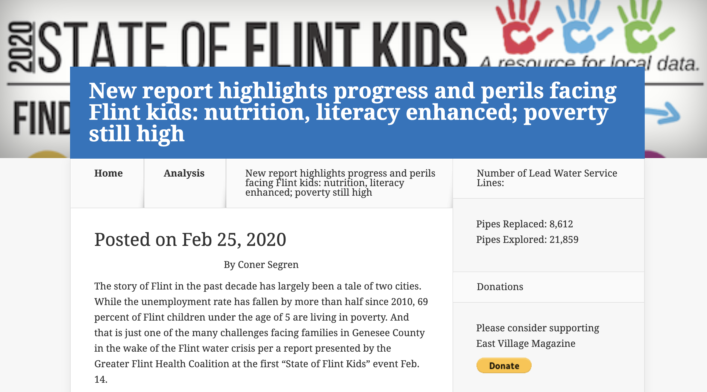 New report highlights progress and perils facing Flint kids: nutrition, literacy enhanced; poverty still high